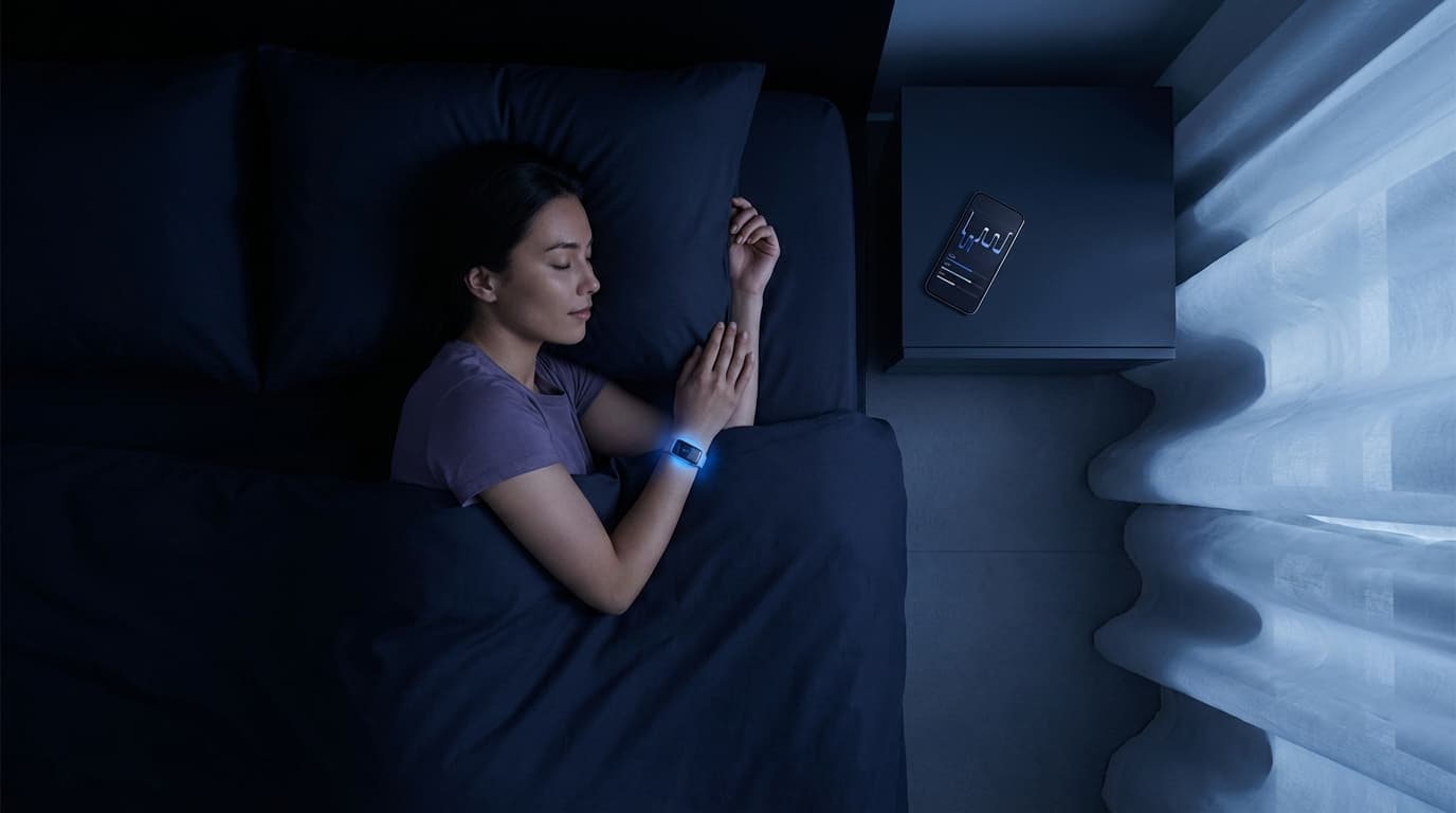 Sleep tracking data from a wearable device showing sleep stages
