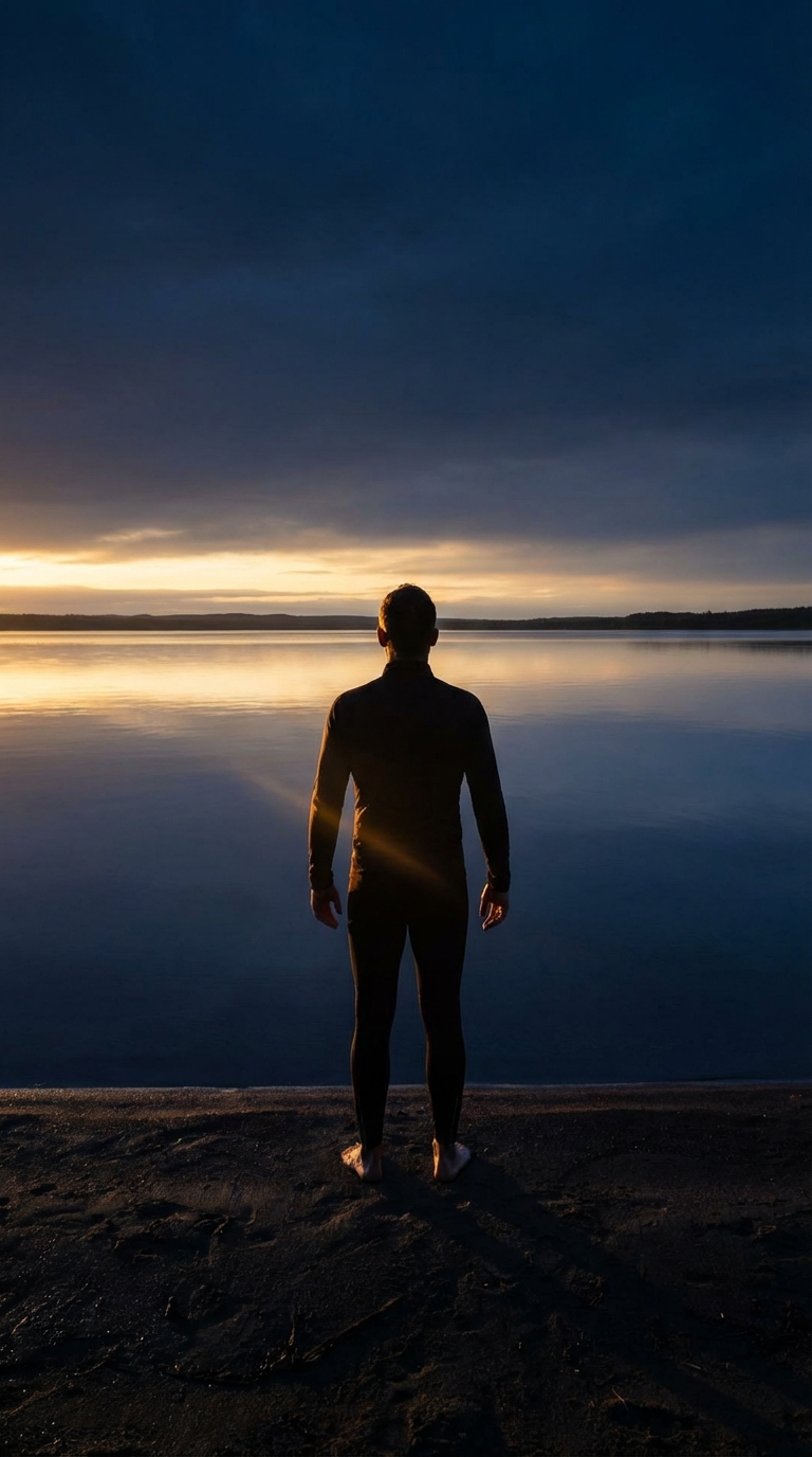Solitary figure standing in dawn light, embodying spiritual presence and grounded power